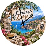 Horloge murale Corse mer et maquis en verre 29 cm
