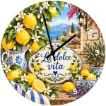 Horloge citron Provence en verre 29 cm � La dolce vita