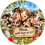 Horloge vache en verre 29 cm � Meuh quelle heure est-il ?