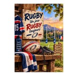 Plaque m�tal Rugby un jour Rugby toujours 30 x 20 cm