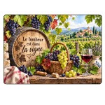 Planche � d�couper verre Le bonheur est dans la vigne 29 x 20 cm