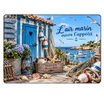Planche � d�couper verre air marin bord de mer 29 x 20 cm