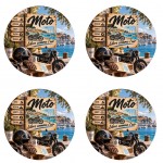 Lot de 4 dessous de verre moto libre comme l�air 9,5 cm