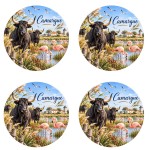 Lot de 4 dessous de verre Camargue taureaux 9,5 cm