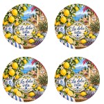 Lot de 4 dessous de verre citrons Provence 9,5 cm