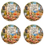 Lot de 4 dessous de verre ap�ro m�diterran�en 9,5 cm