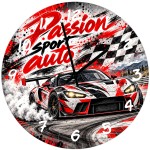 Horloge murale en verre passion sport auto � 29 cm