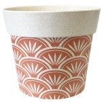 Cache Pot en Fibre de Bambou - beige et orange - 15.5 cm