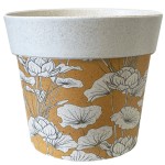 Cache Pot en Fibre de Bambou - Orange et Beige - 15.5 cm