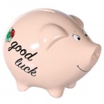 Tirelire Cochon Good Luck cramique avec serrure