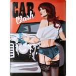 Grande plaque mtal Rtro Pin Up Car Wash 40 x 30 cm