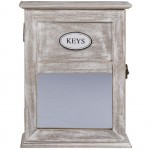 Boîte à clés en bois patiné avec miroir - Décor de Charme