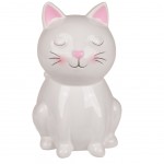 Tirelire Chat blanc en cramique 15 cm