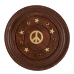 Porte bton d'encens rond en bois - Peace and Love