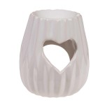 Brleur aromatique Coeurs en cramique blanche 10 cm