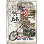 Plaque métal Route 66 Old Trails Road - carte postale 10 x 14 cm