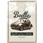 Carte postale plaque métal Volkswagen Beetle Coccinelle