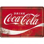 Plaque métal Coca Cola Drink - carte postale 10 x 14 cm