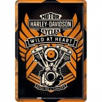 Carte postale plaque métal Harley Davidson Wild at Heart