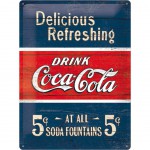 Grande plaque mtal Coca-Cola Delicious Refreshing 40 x 30 cm