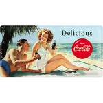Grande plaque mtal Coca-Cola Delicious 50 x 25 cm