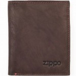 Porte-feuille homme Zippo en cuir Chocolat  surpiqres rouges