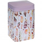 Boite  Th Fluffy Plumes Blanche en mtal 7 x 7 x 11 cm