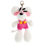 Porte-cls peluche Diddl en salopette rose  15 cm