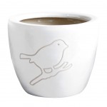 Cache pot Bird en terre cuite 13 cm - Blanc