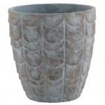 Cache pot  reliefs cramique cailles - gris bleut 32 cm