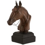 Buste de cheval dcoratif en rsine marron 35 cm