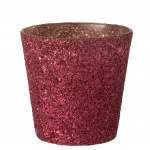 Cache pot en verre Rose paillet 15 cm