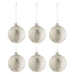 6 Boules de Nol - marbre blanc et argent - 8 cm