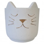 Cache-pot Chat Blanc et Or - 17 cm