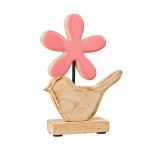 Statuette décorative oiseau et fleur en bois de rose 20 cm Statuette décorative oiseau et fleur en bois de rose 20 cm