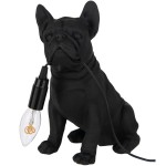Lampe Bulldog noir en rsine 25 cm