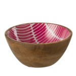 Saladier en manguier dcor 30 cm - rose et blanc