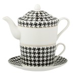 Thire goste pied-de-poule en porcelaine blanc et noir