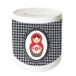Tirelire Poupe russe pied de poule by Cbkreation cramique