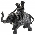 Figurine dcorative lphant et enfants africains - 24 cm