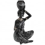 Figurine Porteuse d'eau africaine assise 23.5 cm