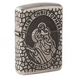 Zippo Briquet tempte Saint Christophe argent antique