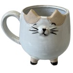 Cache pot chat en forme de tasse 12 cm - Blanc