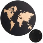 Set de 4 dessous de verres Mappemonde Noir et Or