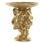 Figurine plateau Tte de Lion en rsine Dore - 30 cm