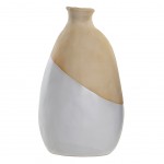 Vase Graphik Blanc et Beige en Grès - 23 cm