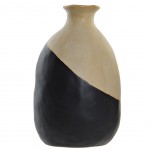 Vase Graphik Noir et Beige en Grès - 18 cm