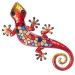 Dcoration murale Salamandre en mtal et verre 29 cm
