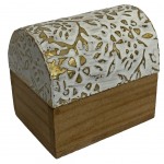 Mini Bote blanche en bois patin dor - Motif Floral
