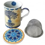 Tisanire Arbre de vie en porcelaine - Jaune et Bleu